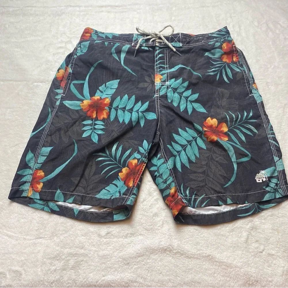 Caribbean Joe Island Supply Tropical Floral Swim Trunks Size Large